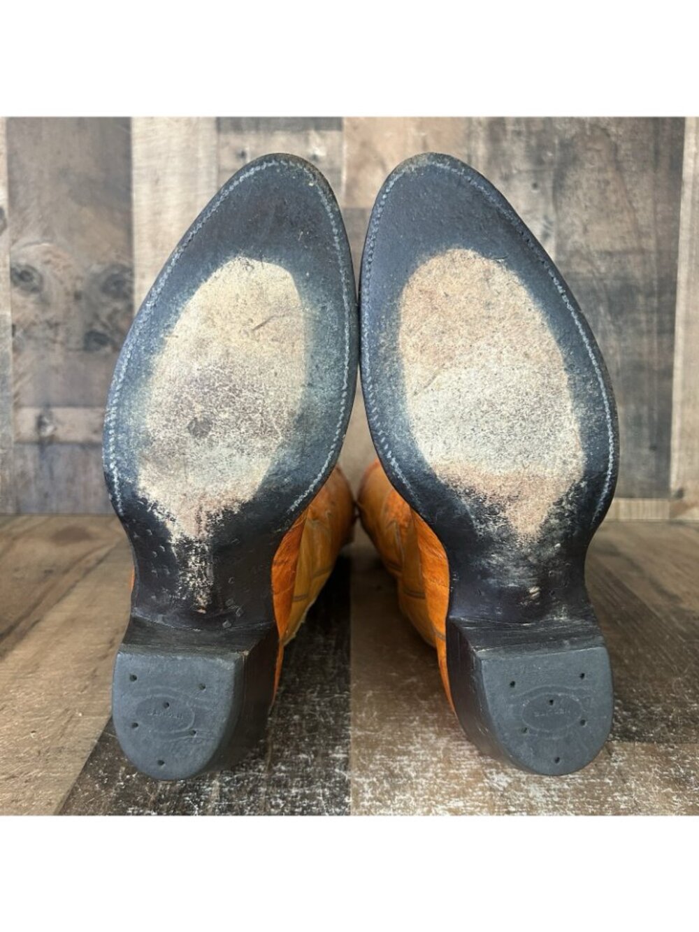 Nocona Vintage Eel Skin Leather Inlay Western Cowboy Boots Womens 8.5 C - Picture 4 of 12